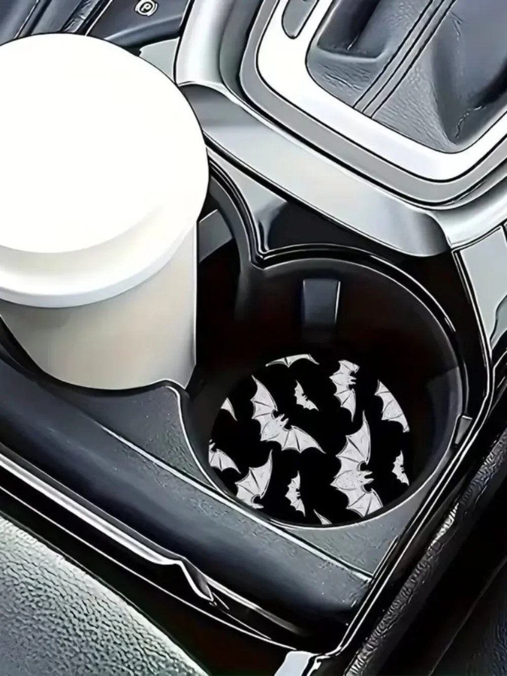 2pcs Halloween Gothic Scary Heat-Resistant Bat Pattern Car Cup Mats